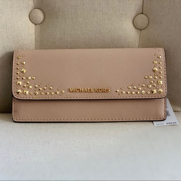 Michael Kors Handbags - “SALE”NWT💗Michael Kors Leather Studded FlatWallet